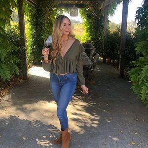 Long Sleeve Cropped Blouse